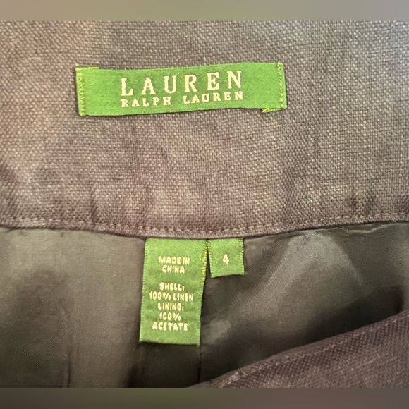 LAUREN Ralph Lauren Sz 4 Nautical Navy Blue Linen Wide Leg Lined Pants Orig$200 - Picture 3 of 8